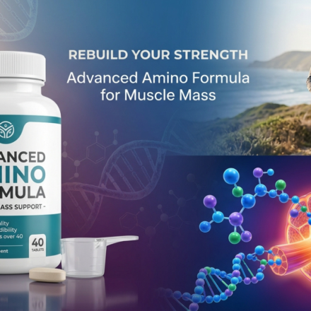 Advanced Bionutritionals Advanced Amino Formula supplement tablets in bottle with essential amino acids for muscle mass preservation and recovery