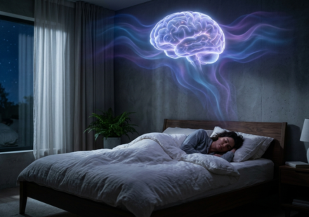 Sleep hacking brain reset visualization - neuroscience method for falling asleep fast.